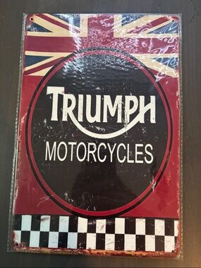 Triumph Motorcycles Metal Sign - Red, Black, White